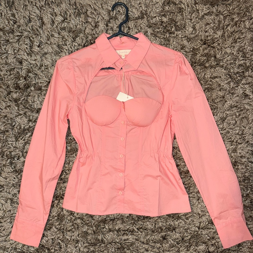 Elegant Pink Blouse with Cutout Design